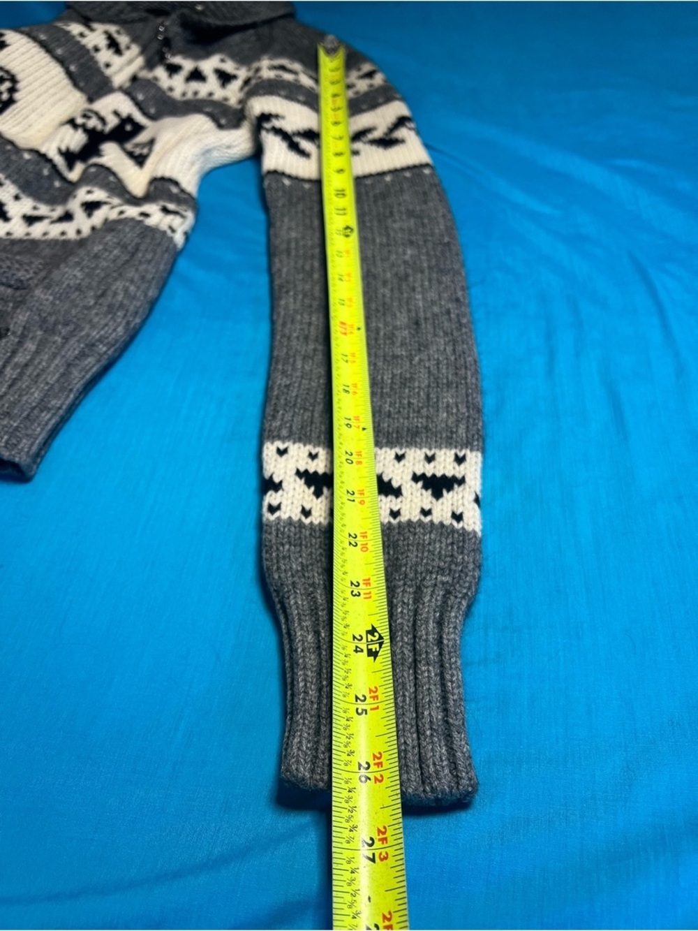 TNA Sea to Sky Cowichan Style Intarsia Lambswool Shawl Collar Sweater L - Picture 10 of 16